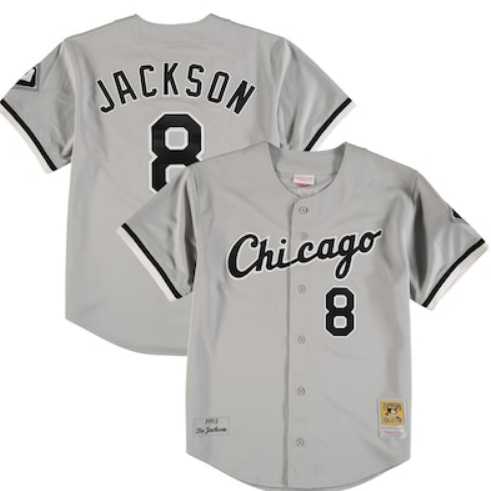 Mens Chicago White Sox #8 Bo Jackson 1993 Mitchell & Ness Authentic Throwback Grey Jersey->chicago white sox->MLB Jersey